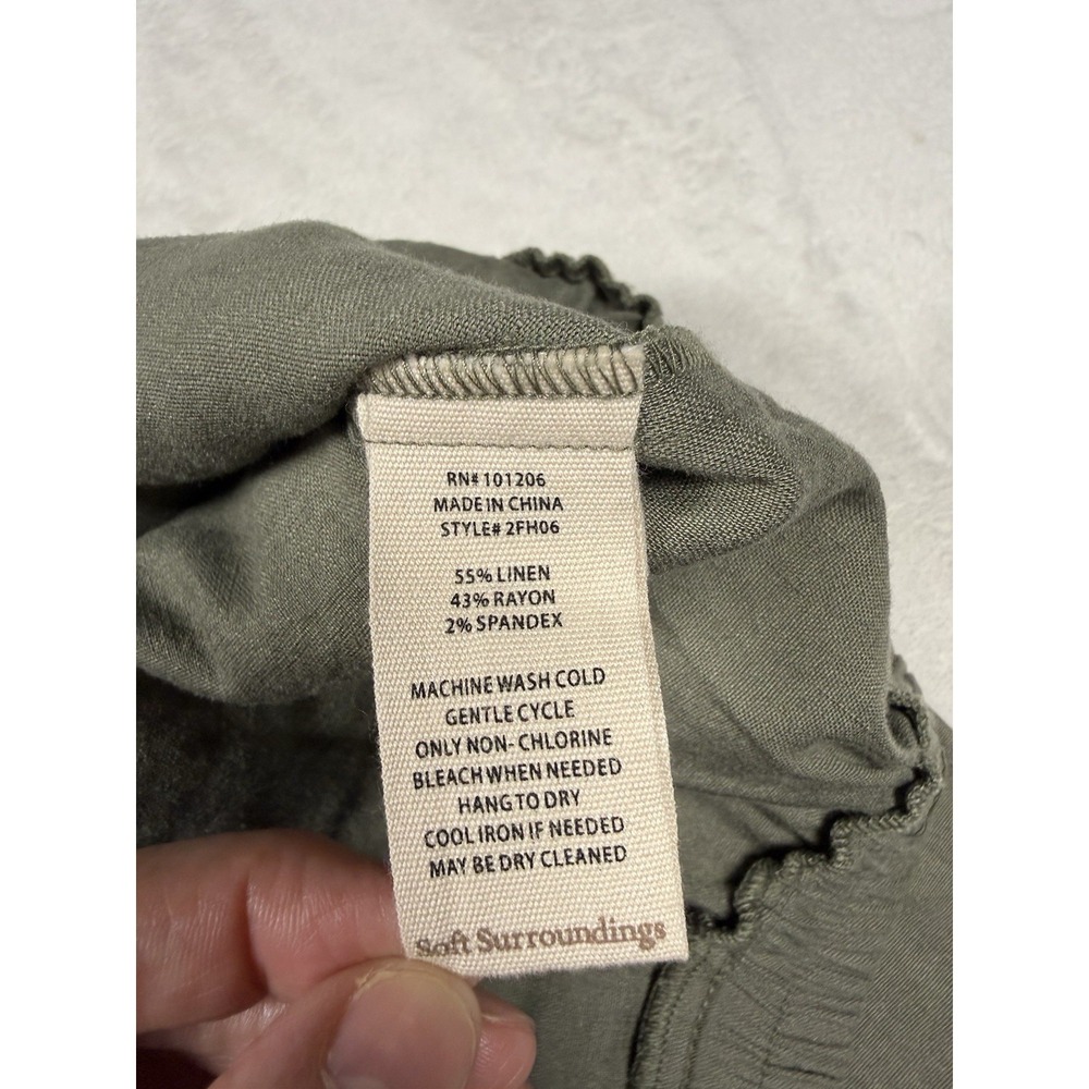 Soft Surroundings Women's Linen Blend Wide Leg Crop Pants Olive Green Size M - Picture 5 of 10